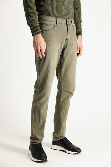 Orta Haki Super Slim Fit Ekstra Dar Kesim Likralı Denim Pantolon