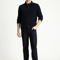 Koyu Lacivert Regular Fit Standart Kesim Likralı Denim Pantolon