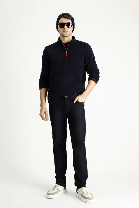 Koyu Lacivert Regular Fit Standart Kesim Likralı Denim Pantolon