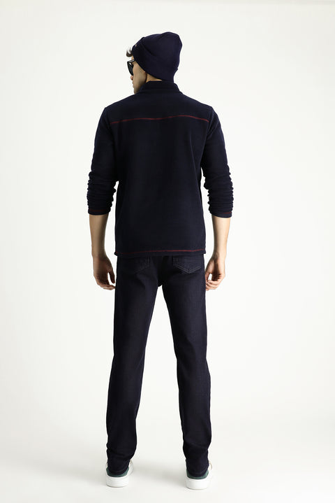 Koyu Lacivert Regular Fit Standart Kesim Likralı Denim Pantolon