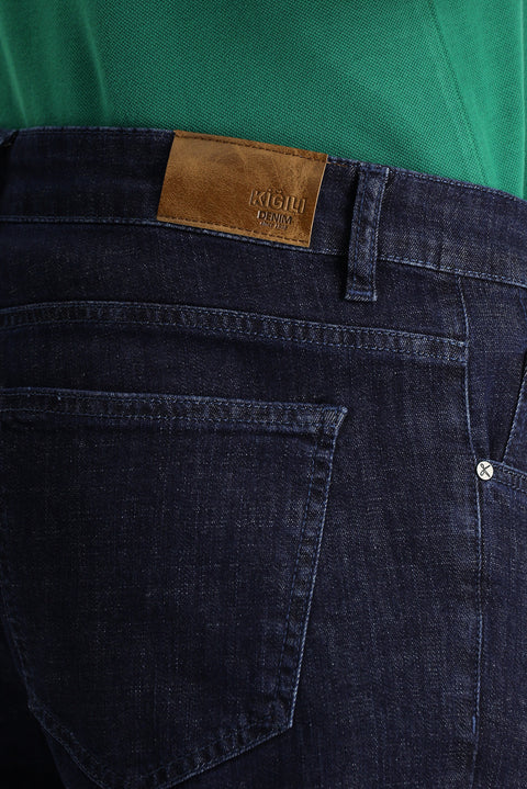 Koyu İndigo Slim Fit Dar Kesim Likralı Denim Pantolon