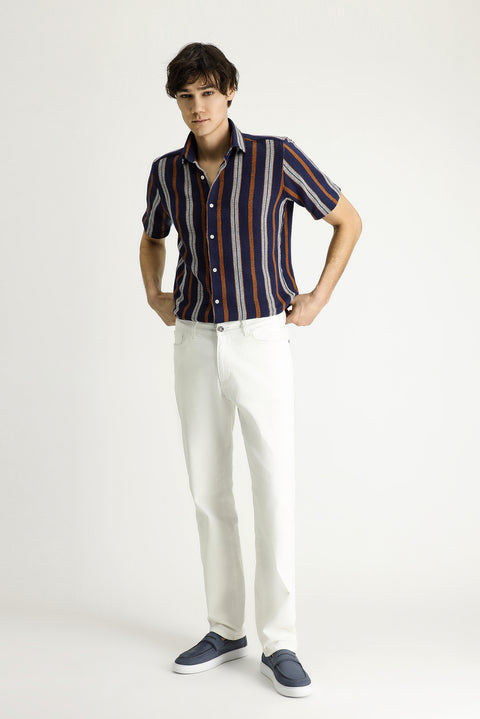 Ekru Regular Fit Standart Kesim Likralı Denim Pantolon