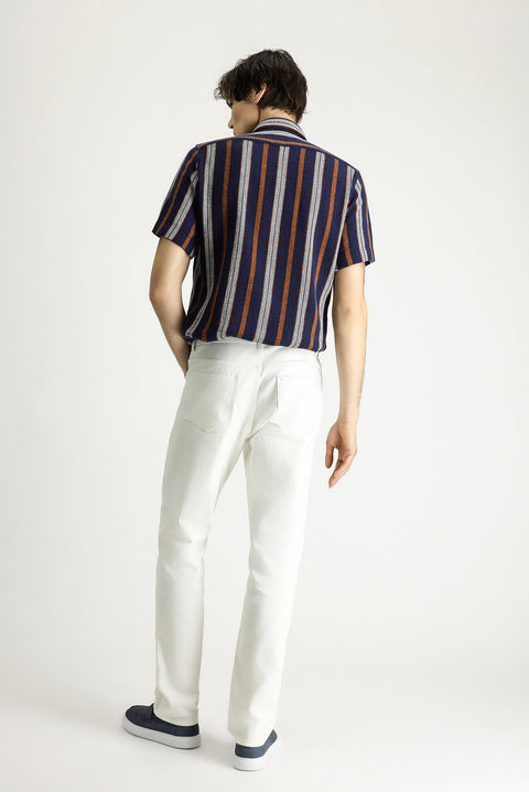 Ekru Regular Fit Standart Kesim Likralı Denim Pantolon