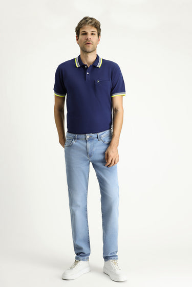 Açık Mavi Slim Fit Dar Kesim Likralı Denim Pantolon