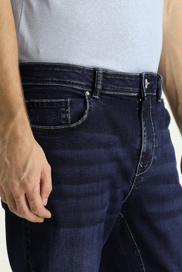 Koyu Lacivert Regular Fit Likralı Denim Pantolon