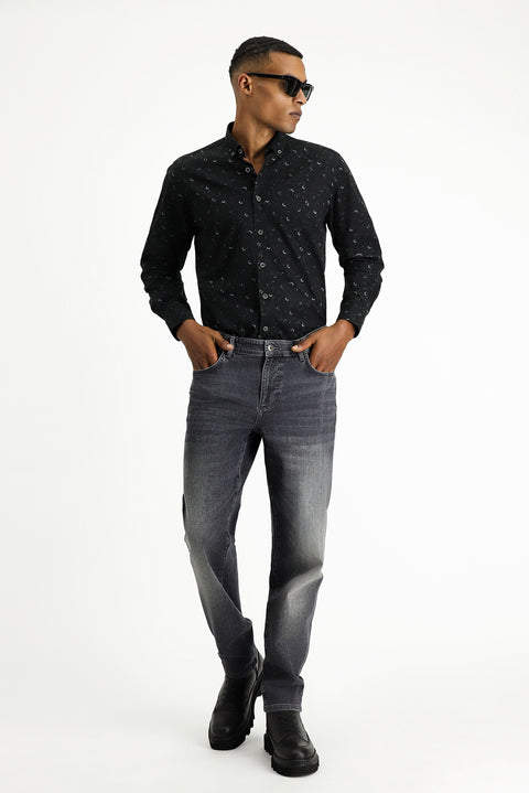 Orta Gri Regular Fit Standart Kesim Likralı Denim Pantolon