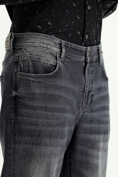 Orta Gri Regular Fit Standart Kesim Likralı Denim Pantolon