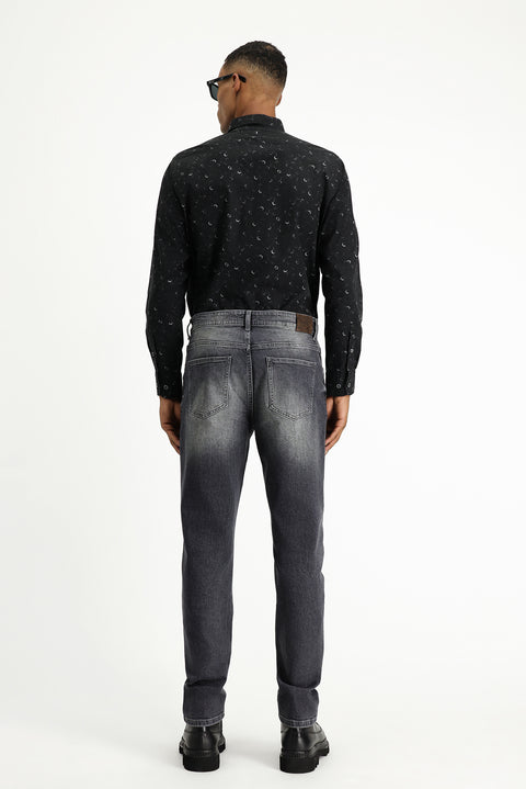 Orta Gri Regular Fit Standart Kesim Likralı Denim Pantolon