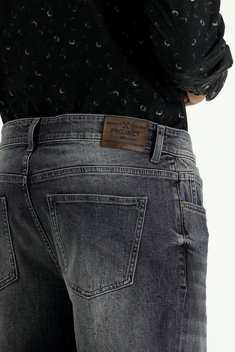 Orta Gri Regular Fit Standart Kesim Likralı Denim Pantolon