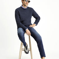 Koyu Lacivert Regular Fit Likralı Denim Pantolon