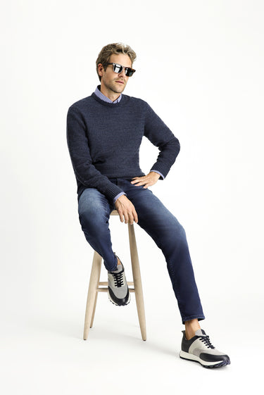Koyu Lacivert Regular Fit Likralı Denim Pantolon