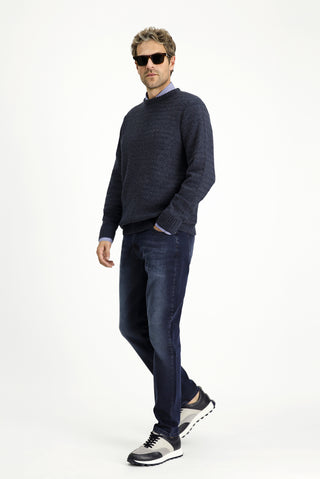 Koyu Lacivert Regular Fit Standart Kesim Likralı Denim Pantolon