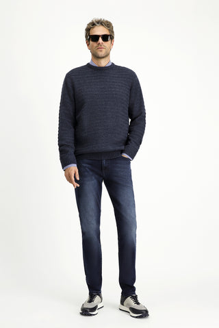 Koyu Lacivert Regular Fit Standart Kesim Likralı Denim Pantolon