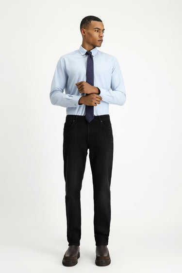 Siyah Regular Fit Likralı Denim Pantolon