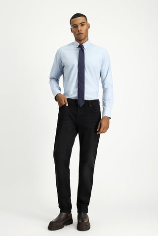 Siyah Regular Fit Standart Kesim Likralı Denim Pantolon