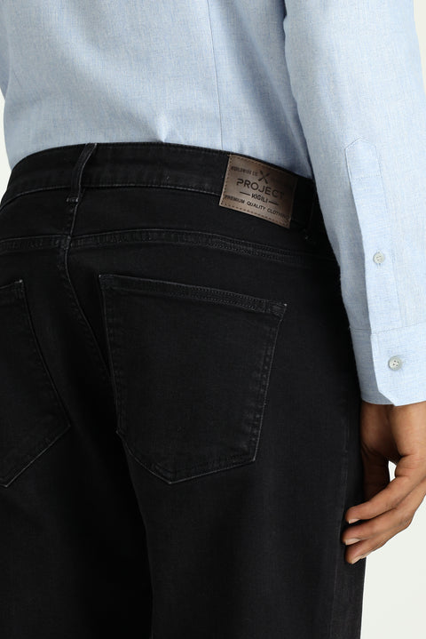Siyah Regular Fit Standart Kesim Likralı Denim Pantolon