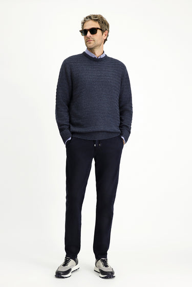 Koyu Lacivert Regular Fit Beli Lastikli İpli Likralı Denim Pantolon