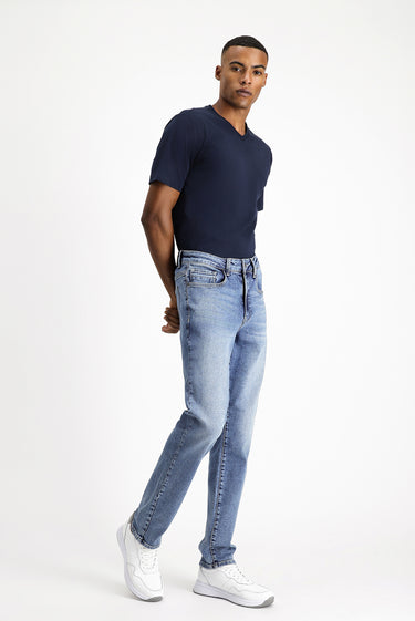 Koyu Lacivert Slim Fit Dar Kesim Likralı Denim Pantolon