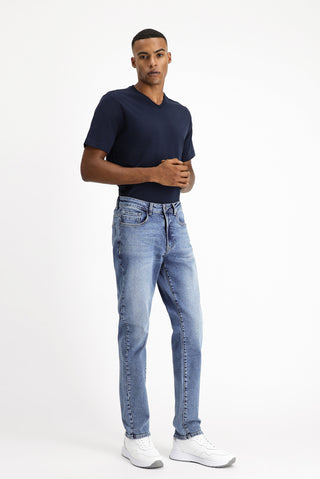 Koyu Lacivert Slim Fit Dar Kesim Likralı Denim Pantolon