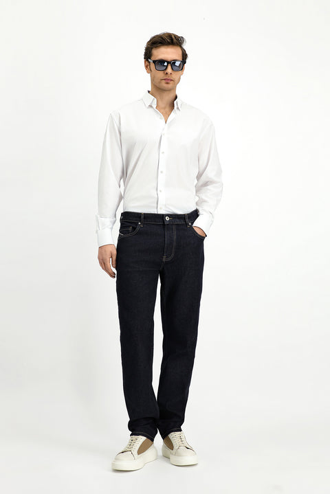 Koyu Lacivert Regular Fit Standart Kesim Likralı Denim Pantolon