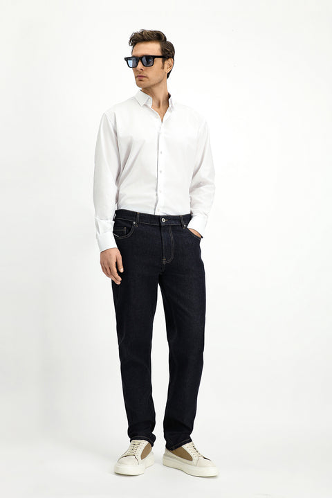 Koyu Lacivert Regular Fit Standart Kesim Likralı Denim Pantolon
