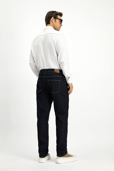 Koyu Lacivert Regular Fit Standart Kesim Likralı Denim Pantolon