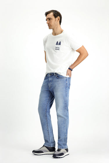 İndigo Regular Fit Likralı Denim Pantolon