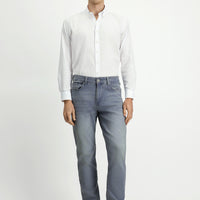 Orta Gri Regular Fit Likralı Denim Pantolon