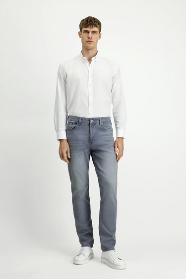 Orta Gri Regular Fit Likralı Denim Pantolon