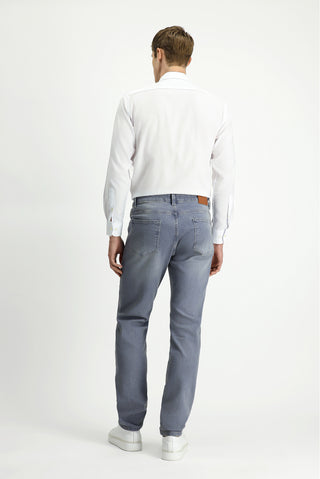 Orta Gri Regular Fit Standart Kesim Likralı Denim Pantolon