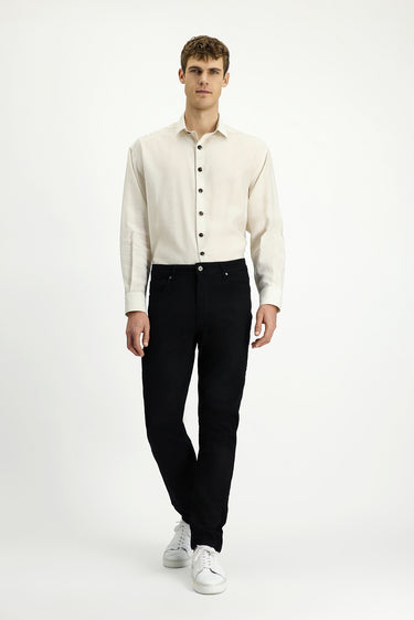 Siyah Regular Fit Likralı Denim Pantolon