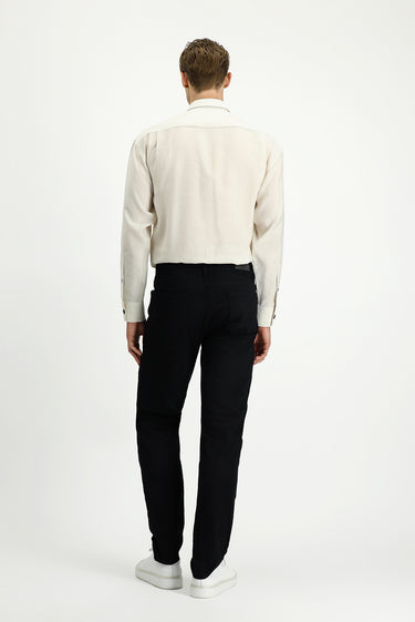 Siyah Regular Fit Likralı Denim Pantolon