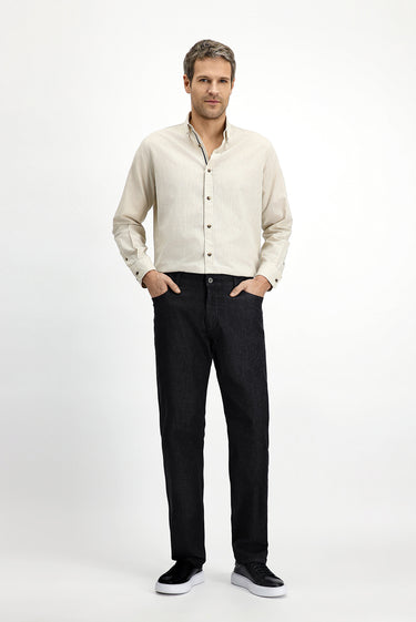 Siyah Regular Fit Likralı Denim Pantolon