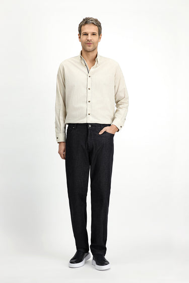 Siyah Regular Fit Likralı Denim Pantolon