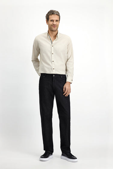 Siyah Regular Fit Likralı Denim Pantolon