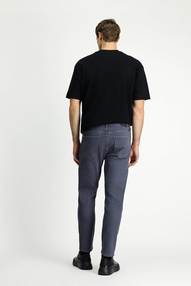 Orta Gri Slim Fit Dar Kesim Likralı Denim Pantolon