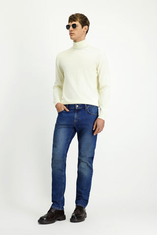 Koyu İndigo Slim Fit Dar Kesim Likralı Beş Cep Denim Pantolon