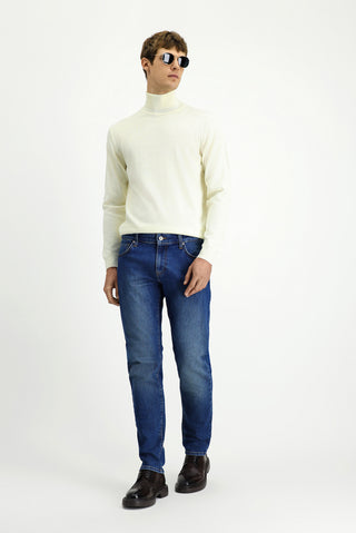Koyu İndigo Slim Fit Dar Kesim Likralı Beş Cep Denim Pantolon