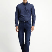 Koyu Mavi Regular Fit Standart Kesim Likralı Denim Pantolon