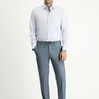 Koyu Mavi 7 Drop Super Slim Fit Eksra Dar Kesim Likralı Beli Lastikli İpli Klasik Kumaş Pantolon