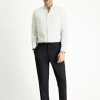 Siyah Super Slim Fit Ekstra Dar Kesim Beli Lastikli İpli Likralı Desenli Klasik Kumaş Pantolon