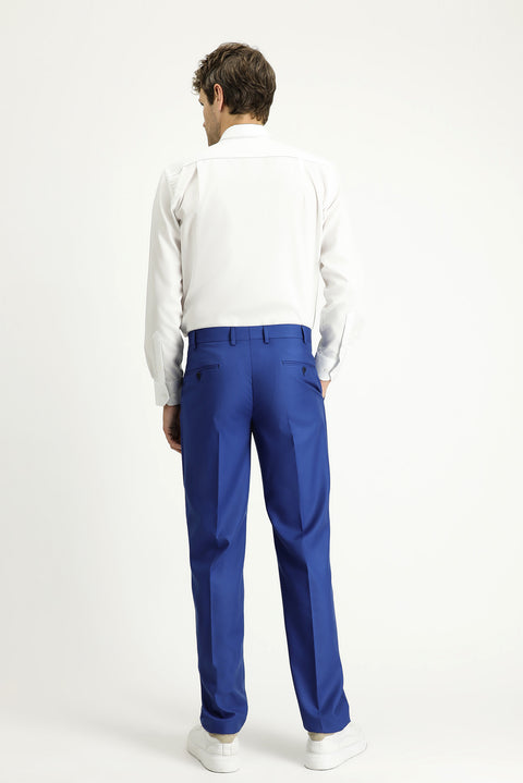 Koyu Mavi 6 Drop Regular Fit Standart Kesim Likralı Klasik Kumaş Pantolon