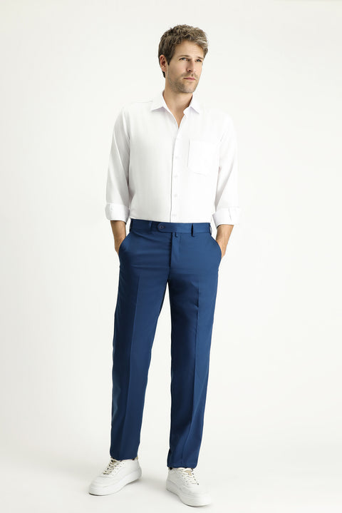 Koyu Petrol 7 Drop Slim Fit Dar Kesim Likralı Klasik Kumaş Pantolon