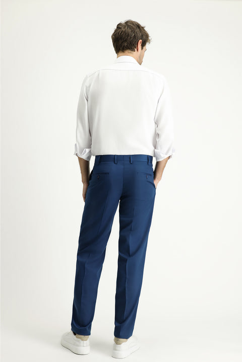 Koyu Petrol 7 Drop Slim Fit Dar Kesim Likralı Klasik Kumaş Pantolon