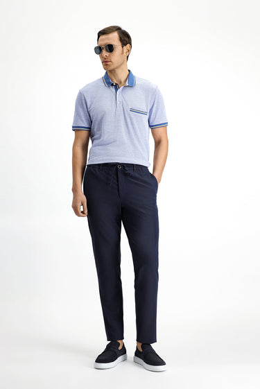 Siyah Lacivert Super Slim Fit Ekstra Dar Kesim Beli Lastikli İpli Gofre Likralı Klasik Kumaş Pantolon