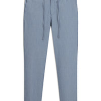 Aqua Mavisi Super Slim Fit Ekstra Dar Kesim Beli Lastikli İpli Gofre Likralı Klasik Kumaş Pantolon