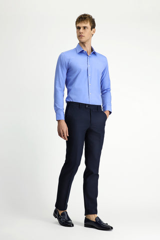 Koyu Lacivert 7 Drop Slim Fit Dar Kesim Klasik Kumaş Pantolon
