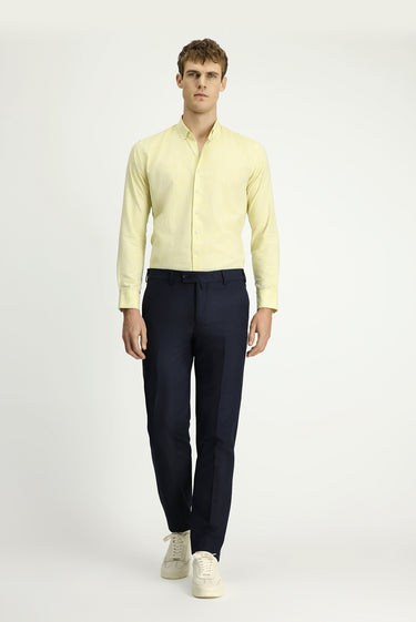 Orta Lacivert Slim Fit Dar Kesim Likralı Klasik Kumaş Pantolon