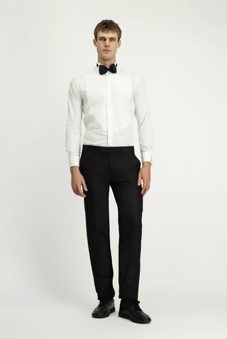 Siyah 7 Drop Slim Fit Dar Kesim Klasik Kumaş Smokin Pantolon