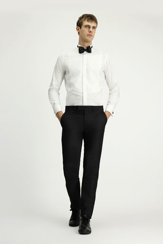 Siyah 7 Drop Slim Fit Dar Kesim Klasik Kumaş Smokin Pantolon